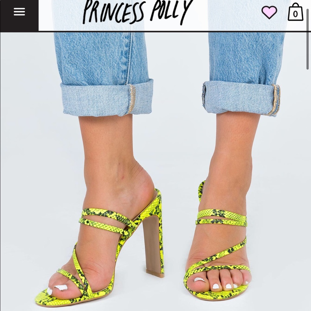 BILLINI DEVANA HEELS NEON YELLOW SNAKE